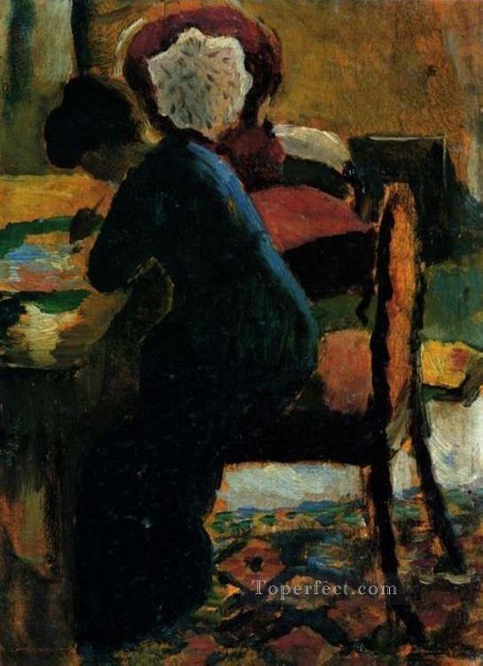 Elisabeth en el escritorio expresionista Pintura al óleo